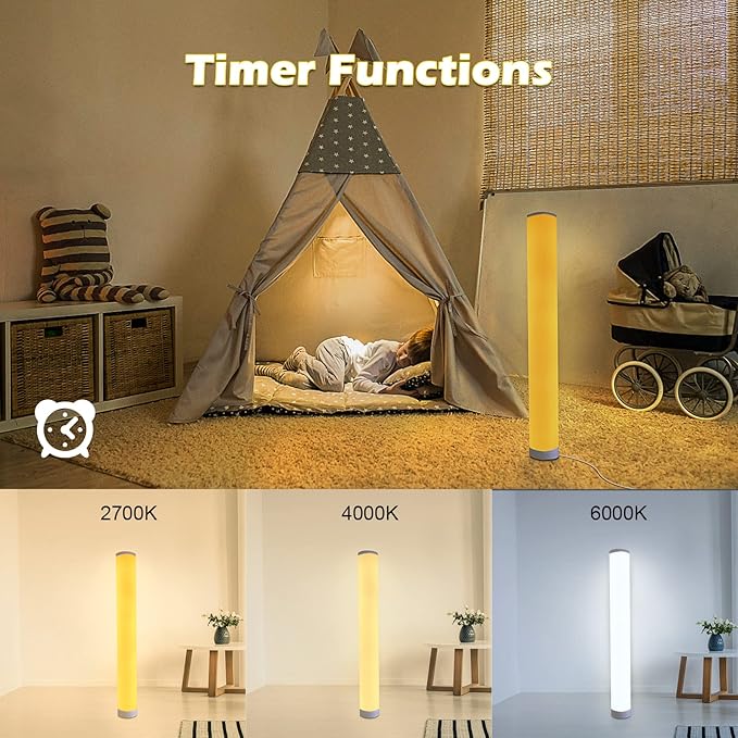 RGB Floor Lamp 2 Pack, Color Changing Corner Lamps Music Sync with Remote & Smart App Control, Modern LED Floor Lamps 1600 Million Dimmable, 200+ Scene Modes Standing Lamp for Bedroom/Living Room - LeafyLoom