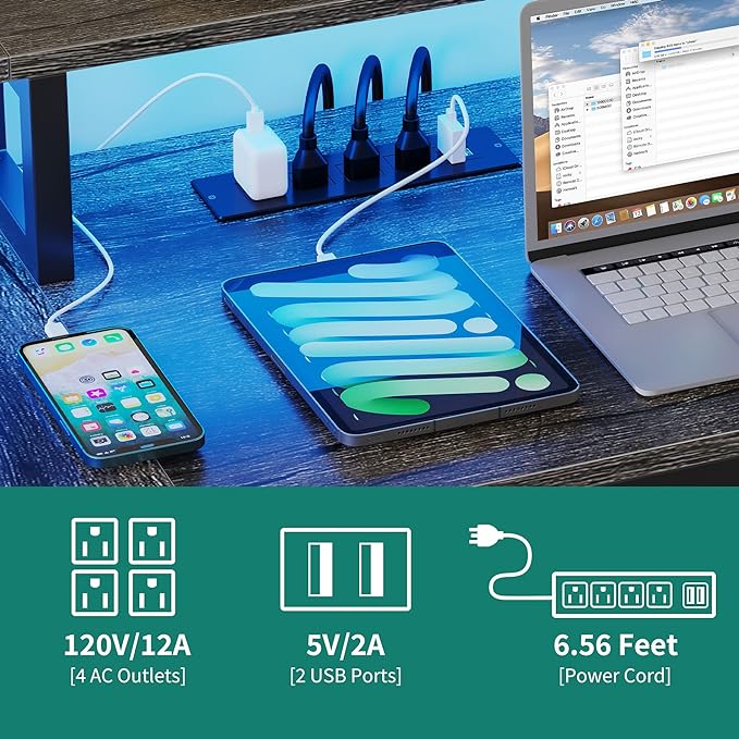 YITAHOME U Shaped Desk, L Shaped Desk with Drawers, Reversible Computer Desk with Power Outlets & LED Lights, Corner Desk Office Desk with Monitor Stand & Storage Shelves, Grey - LeafyLoom