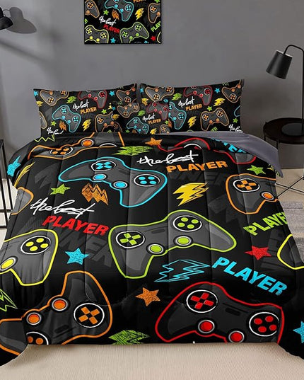 5 pieces Gamer Comforter Set for Boys Gaming bedding set Twin Size,Video Game Controller Comforter for Boys Kids Adult 3D Gamepad Microfiber Bed in A Bag Sets3011,Twin - LeafyLoom