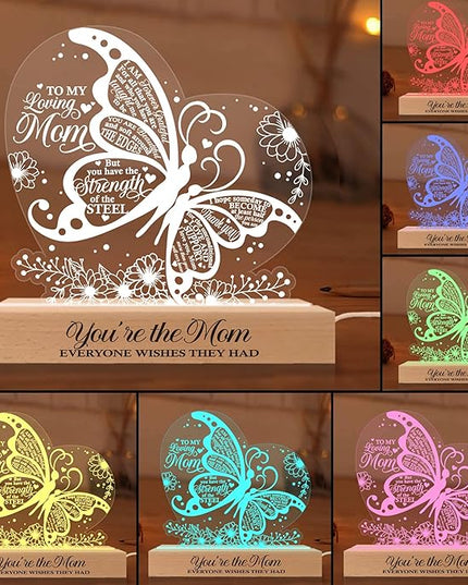 Gifts for Mom from Daughter Son | Mom Birthday Gifts | Acrylic Night Lamps for Mother | Things to Get Your Mom on Valentines Day, Thanksgiving, Christmas, Mothers Day | Butterfly Shaped - LeafyLoom