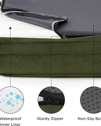 Bedsure Small Orthopedic Dog Bed - Washable Bolster Dog Sofa Beds for Small Dogs, Supportive Foam Pet Couch Bed with Removable Washable Cover, Waterproof Lining and Nonskid Bottom Couch, Winter Moss BEDSURE