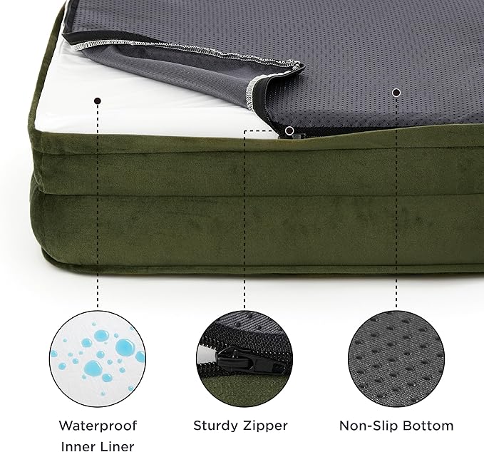 Bedsure Small Orthopedic Dog Bed - Washable Bolster Dog Sofa Beds for Small Dogs, Supportive Foam Pet Couch Bed with Removable Washable Cover, Waterproof Lining and Nonskid Bottom Couch, Winter Moss BEDSURE