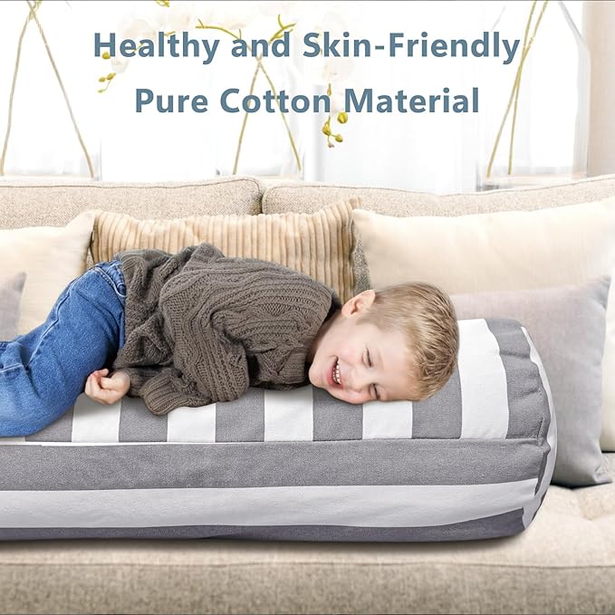 Stuffed Animal Storage Bean Bag Cover for Kids, Bean Bag Stuffed Animal Storage for Boys and Girls - Organize, Sit, Play, Box Help Promote Comfort - X-Large, Cylinder, Premium Cotton Canvas - LeafyLoom