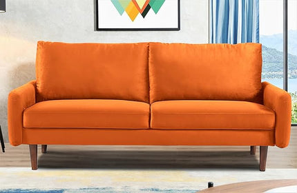 US Pride Furniture Kent Modern Velvet Sofa, Comfortable 3 Seater Couch for Living Rooms and Small Spaces, Ideal Studio Apartment Furniture with Sleek Design, Orange - LeafyLoom