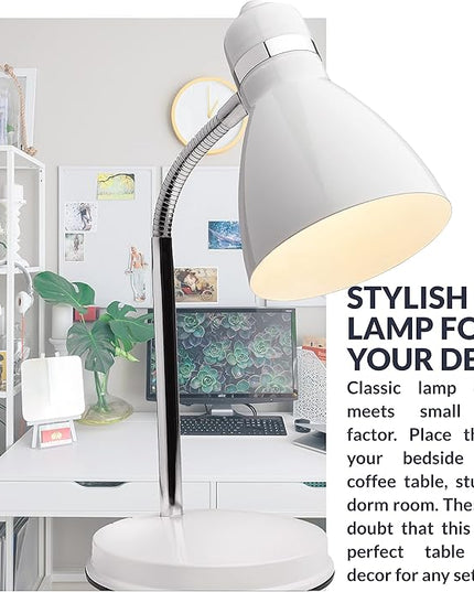 Newhouse Lighting Oxford White Metal Flexible LED Goose Neck Lamp for Desk or Table with 1 Free 6-Watt LED Bulb Included - LeafyLoom
