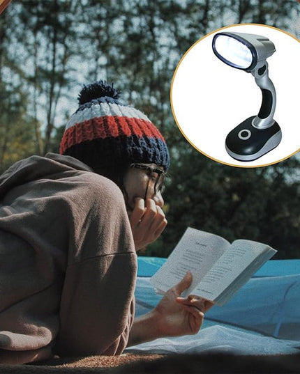 Led Desk Lamp, 12 LED Portable Desk Lamp Powered Battery Table Light, Computer Bedside Table Camping Light, Bright Battery Operated Desk Lamp Work Reading Light (Black Silver) - LeafyLoom