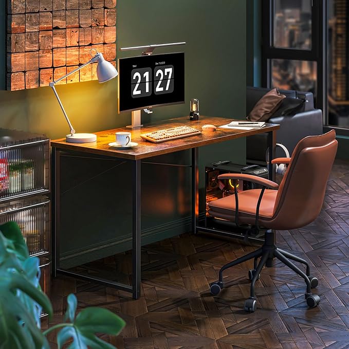 Coleshome 48 Inch Computer Desk, Modern Simple Style Desk for Home Office, Study Student Writing Desk, Vintage - LeafyLoom