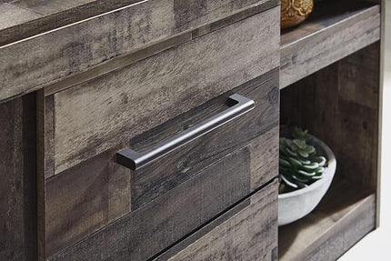 Signature Design by Ashley Derekson Casual TV Stand with Fireplace Option, Fits TVs up to 63", Gray - LeafyLoom