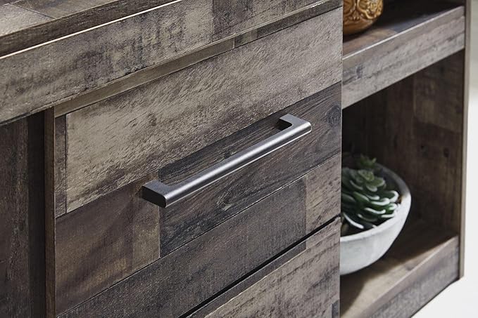 Signature Design by Ashley Derekson Casual TV Stand with Fireplace Option, Fits TVs up to 63", Gray - LeafyLoom