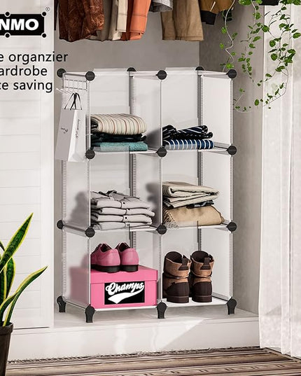 6 Cubes Storage Organizer, Bookcase, Display Shelf with Wooden Mallet, Cabinet Storage for Kids, Adult, Office, Bedroom, Bathroom, White - LeafyLoom