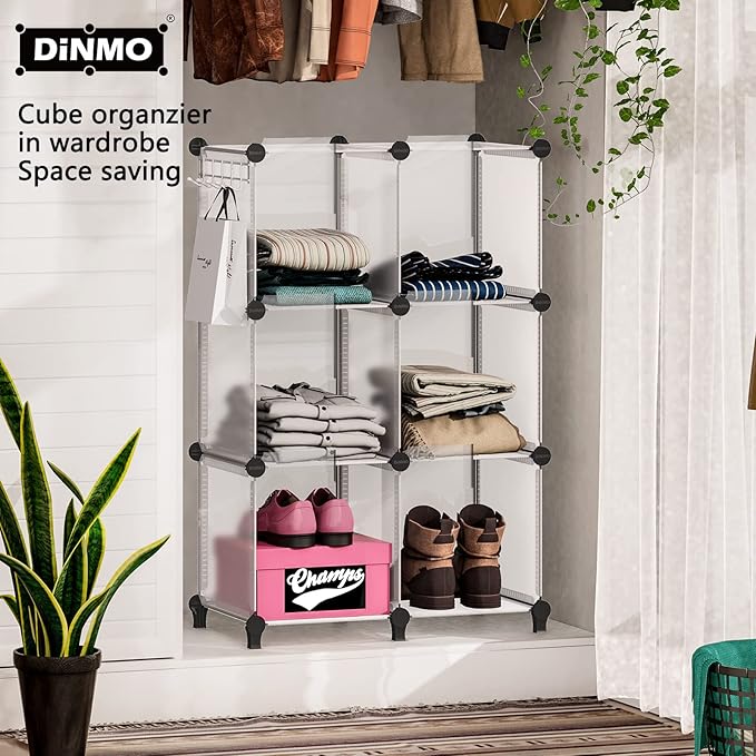 6 Cubes Storage Organizer, Bookcase, Display Shelf with Wooden Mallet, Cabinet Storage for Kids, Adult, Office, Bedroom, Bathroom, White - LeafyLoom