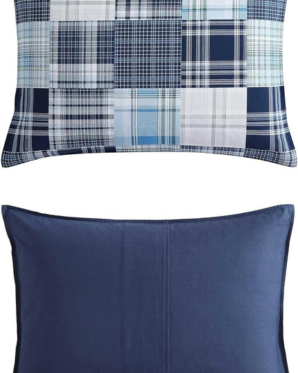 Nautica - Twin Comforter Set, Soft Cotton Bedding with Matching Sham, Patchwork Inspired Home Decor, Dorm Room Essentials (Mason Blue, Twin/Twin XL) - LeafyLoom