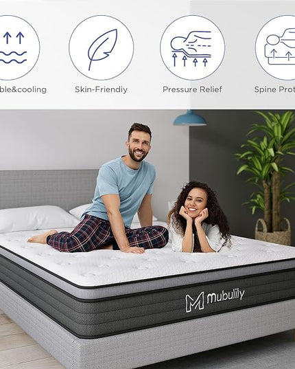 Full Mattress,10 Inch Hybrid Mattress with Gel Memory Foam,Motion Isolation Individually Wrapped Pocket Coils Mattress,Fits All Bed Frames Mattress,Medium Firm Feel Mattresses - LeafyLoom