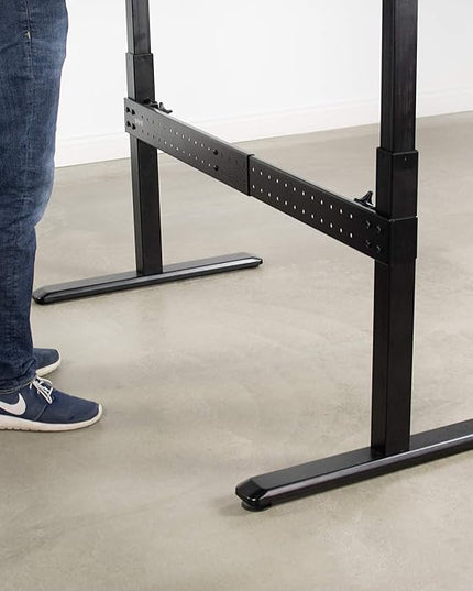 VIVO Black Universal Steel Clamp-on Desk Stabilizer Bar, 36 to 61.6 inch Bracket Support System for Sit to Stand Desk Frames, DESK-STB01B - LeafyLoom