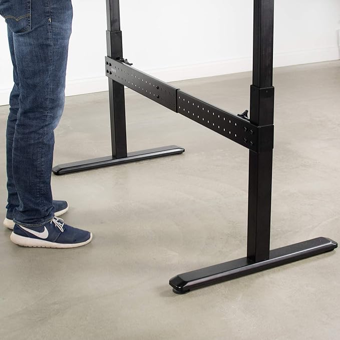 VIVO Black Universal Steel Clamp-on Desk Stabilizer Bar, 36 to 61.6 inch Bracket Support System for Sit to Stand Desk Frames, DESK-STB01B - LeafyLoom