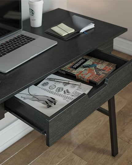 Ameriwood Home Oxford Computer Desk with Drawer, Black Oak - LeafyLoom