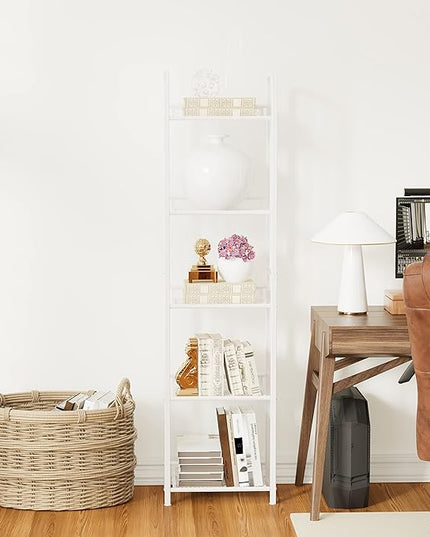 Bookshelf Storage Shelf Bookcase Freestanding Storage Stand for Living Room, Bedroom, Kitchen, Rust Resistance, Easy Assembly Free Combination Multi-Functional Organizer (5 Tiers,White) - LeafyLoom