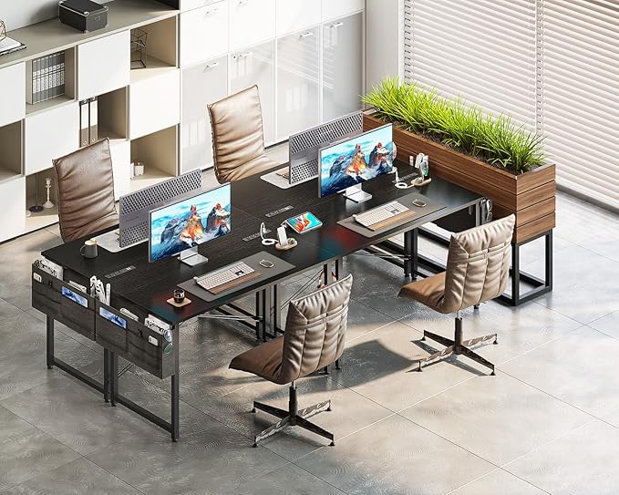 AODK 40 inch Small Computer Desk with Power Outlet for Small Spaces Home Office Student Laptop PC Writing Desks with Storage Bag Headphone Hook, Black - LeafyLoom
