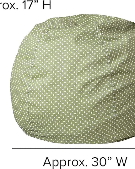 Flash Furniture Dillon Small Bean Bag Chair for Kids and Teens, Foam-Filled Beanbag Chair with Machine Washable Cover, Green Polka Dot - LeafyLoom