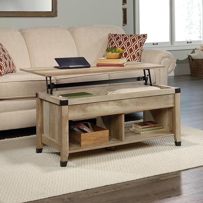 Sauder Carson Forge Lift Top Coffee Table, Lintel Oak finish - LeafyLoom