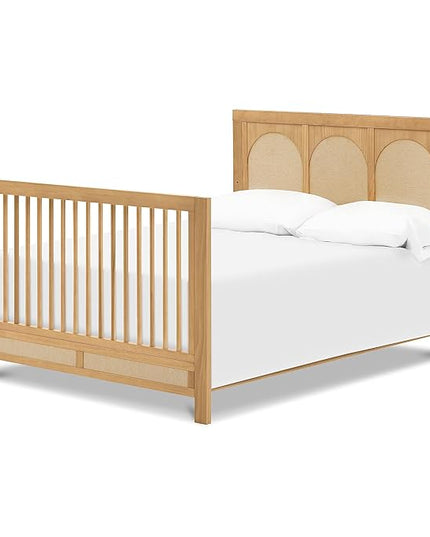 Namesake Eloise 4-in-1 Convertible Crib in Honey and Performance Sand Eco-Weave, GREENGUARD Gold Certified - LeafyLoom