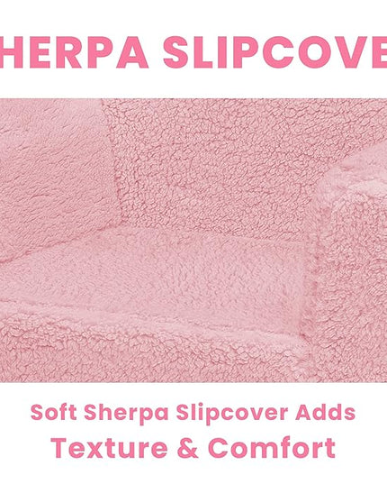 Delta Children Cozee Sherpa Chair, Pink - LeafyLoom