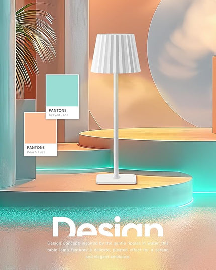 Cordless LED Table Lamps White Desk Lamp with 5200mAh Battery Operated, Touch Control, 3 Colors Stepless Dimming for Home Office Restaurant Bedroom Bars (2 Pack), TL02WH-2PK - LeafyLoom