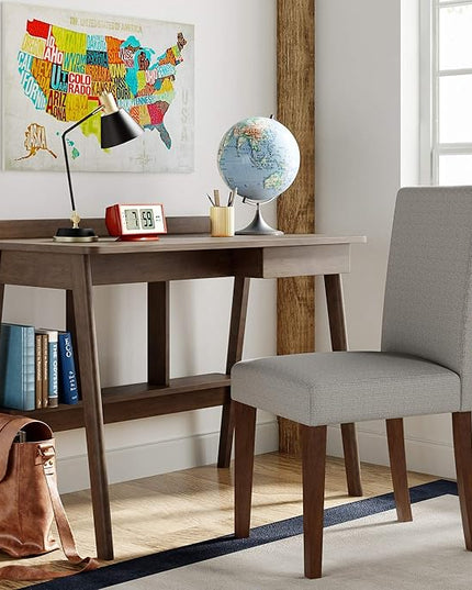 Finch Darren Home Office Drawer Mid Century Accent Desk, 43 Inch Wide Simple Modern Study Table, Walnut Brown - LeafyLoom