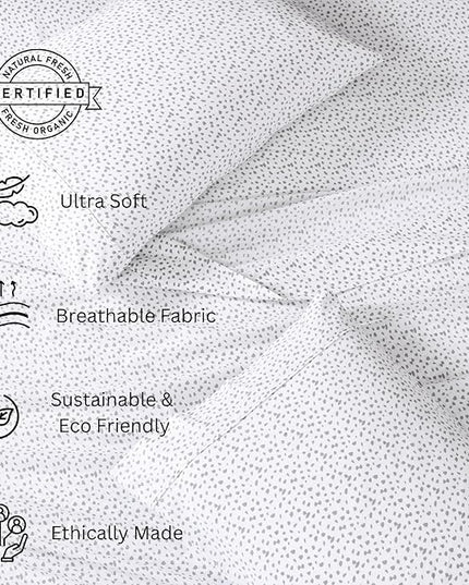 LANE LINEN 100% Organic Cotton Queen Sheet Set, 4Pc Cotton Sheets Queen Size Bed set, Soft & Breathable Percale Weave, Deep Pocket Queen Sheets, Hotel-Quality Bed Sheets Queen Size - Haze Grey - LeafyLoom