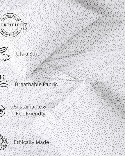LANE LINEN 100% Organic Cotton Twin XL Sheets Set 3-Piece Pure Percale Soft Bedding Breathable Fits Mattress Upto 15" Deep - Haze Grey - LeafyLoom