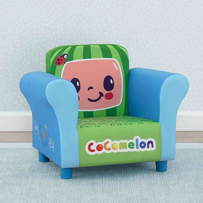 Delta Children Colorful Kids Upholstered Chair, One Size, Cocomelon - LeafyLoom