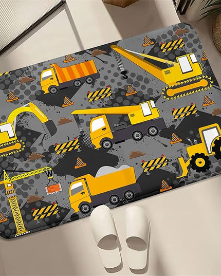 Construction Rugs for Boys Room Play Rug for Cars and Trucks Car Rug Play Mat Kids Rugs for Playroom Car Rug for Boys Room Construction Decor for Boys Room,Grey 2'×3' - LeafyLoom