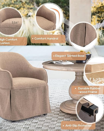 COLAMY Modern Accent Dining Chair, Barrel Accent Armchair, 20 Inch Dining Chair with Cover, Dining Chair with Back for Kitchen,Dining Room,Camel - LeafyLoom
