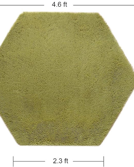 junovo Ultra Soft Rug for Nursery Children Room Baby Room Home Decor Dormitory Hexagon Carpet for Playhouse Princess Tent Kids Play Castle, Diameter 4.6 ft, Green - LeafyLoom