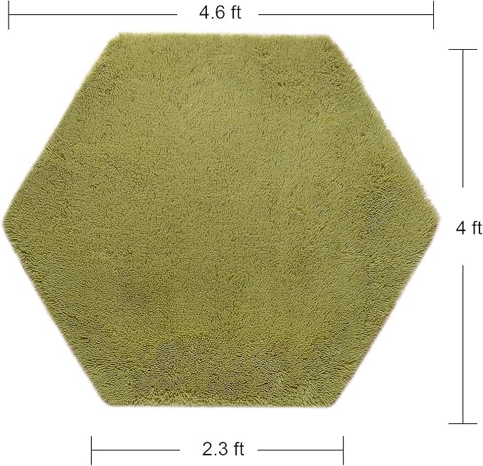 junovo Ultra Soft Rug for Nursery Children Room Baby Room Home Decor Dormitory Hexagon Carpet for Playhouse Princess Tent Kids Play Castle, Diameter 4.6 ft, Green - LeafyLoom