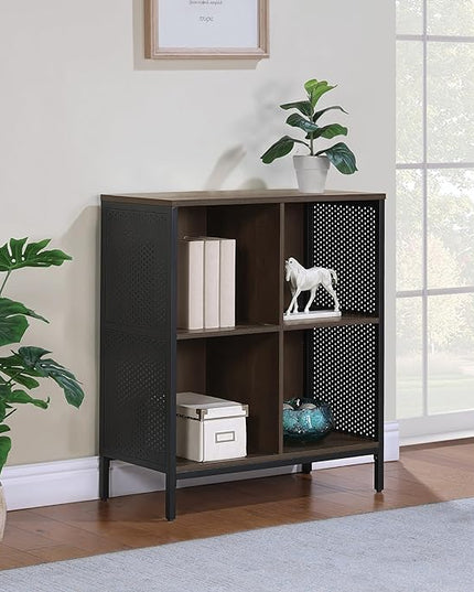 OSP Home Furnishings Ace Contemporary Modern Storage Cube Bookcase, 4 Cubes, Ozark Ash Finish - LeafyLoom