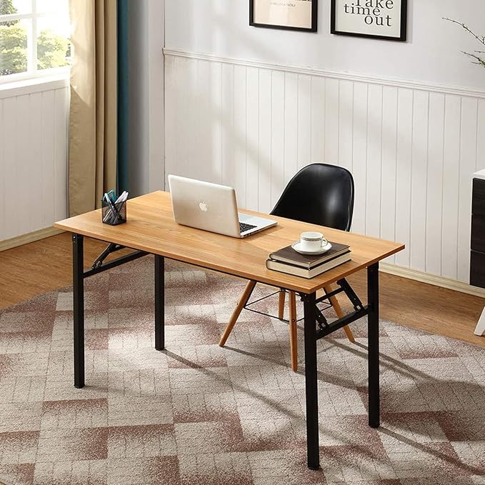 Need Office Computer Desk - 47.2L Sturdy and Heavy Duty Folding Laptop Table,Writing Table/Home Office Desk/Sewing Table,No Assembly Required (Teak Color) AC5BB12060 - LeafyLoom