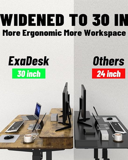 Electric Standing Desk, 63 * 30 Inches Adjustable Height with 4 Drawers, Double Storage Shelves Stand Up Desk, Home Office Workstation Sit Stand up Desk (Rustic Brown) - LeafyLoom