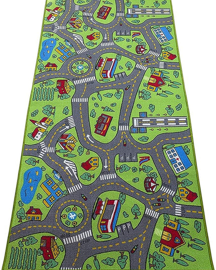 Kids Rug Carpet Playmat City Life Learn Have Fun Safe, Children's Educational, Road Traffic System, Multi Color Activity Centerpiece Play Mat! for Playing with Cars for Bedroom Playroom - LeafyLoom