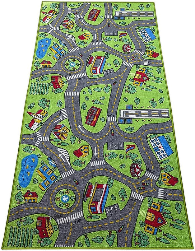 Kids Rug Carpet Playmat City Life Learn Have Fun Safe, Children's Educational, Road Traffic System, Multi Color Activity Centerpiece Play Mat! for Playing with Cars for Bedroom Playroom - LeafyLoom