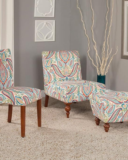 HomePop Parsons Classic Upholstered Accent Dining Chair, Set of 2, Colorful Paisley - LeafyLoom