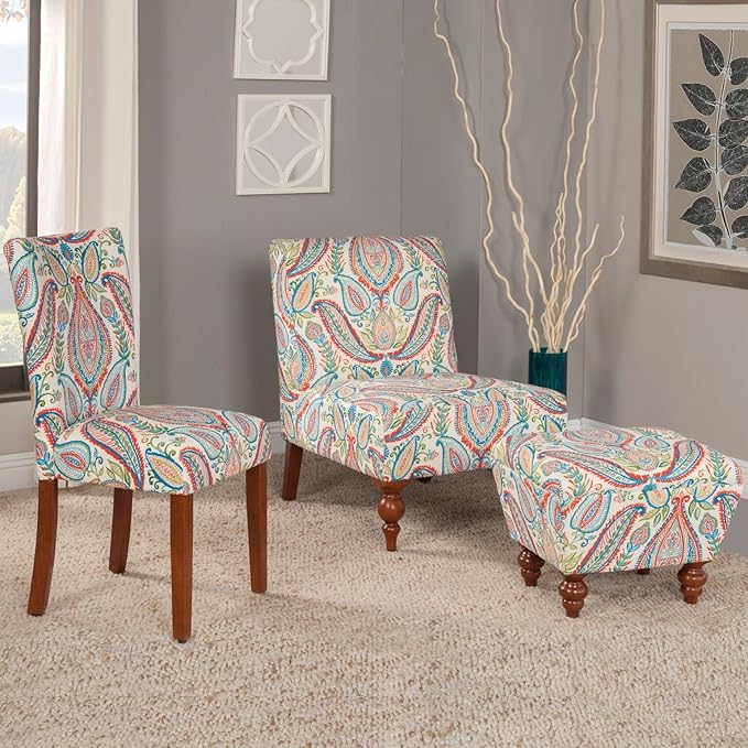HomePop Parsons Classic Upholstered Accent Dining Chair, Set of 2, Colorful Paisley - LeafyLoom