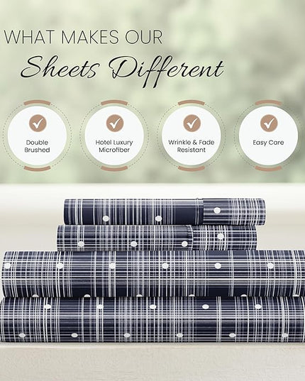 Linen Market 4 Piece Full Bedding Sheet Set (Navy Polka) - Sleep Better Than Ever with These Ultra-Soft & Cooling Bed Sheets for Your Full Size Bed - Deep Pocket Fits 16" Mattress - LeafyLoom