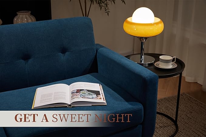 65" Loveseat Sofa, Mid Century Modern Love Seat Couches for Living Room, Comfy Upholstered Sofa Couch for Bedroom, Tufted Design 2 Seater Love Seat Sofa for Small Spaces (Linen-Blue) - LeafyLoom