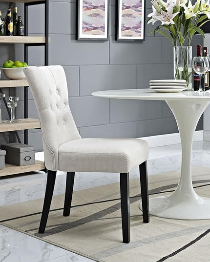 Modway Silhouette Modern Tufted Upholstered Fabric Parsons Kitchen and Dining Room Chair in Beige - LeafyLoom