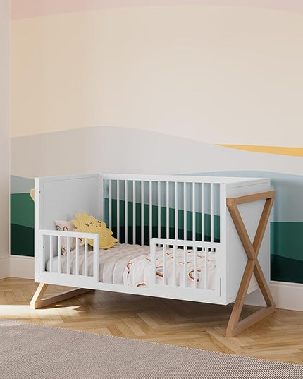 Storkcraft Equinox 3-in-1 Convertible Crib (Vintage Driftwood) Easily Converts to Toddler Bed & Daybed, 3-Position Adjustable Mattress Support Base, Modern Two-Tone Design for Contemporary Nursery - LeafyLoom