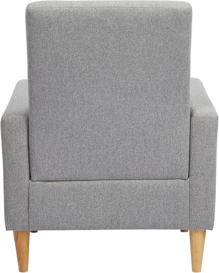 COLAMY Modern Upholstered Accent Chair Armchair with Pillow, Fabric Reading Living Room Side Chair,Single Sofa with Wood Legs, Light Grey - LeafyLoom