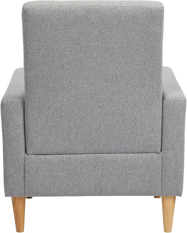 COLAMY Modern Upholstered Accent Chair Armchair with Pillow, Fabric Reading Living Room Side Chair,Single Sofa with Wood Legs, Light Grey - LeafyLoom