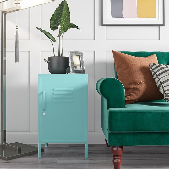 Novogratz Cache Metal Locker, Mint End Table - LeafyLoom