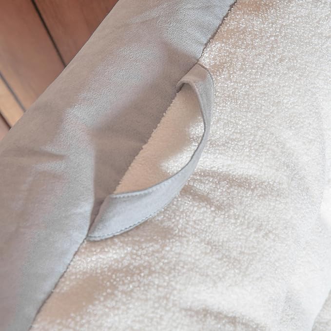 Big Joe Roma Kid's Bean Bag Chair, Oat Sherpa and Graphite, Vegan Suede, 2 feet - LeafyLoom